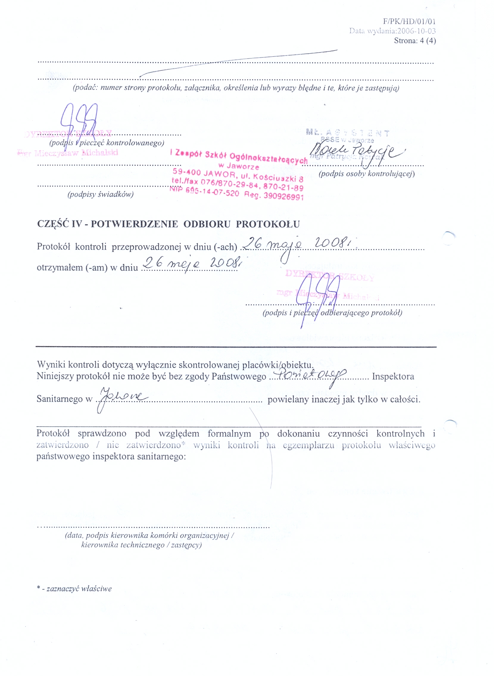 Protok&oacute;ł z kontroli PSSE-str-4